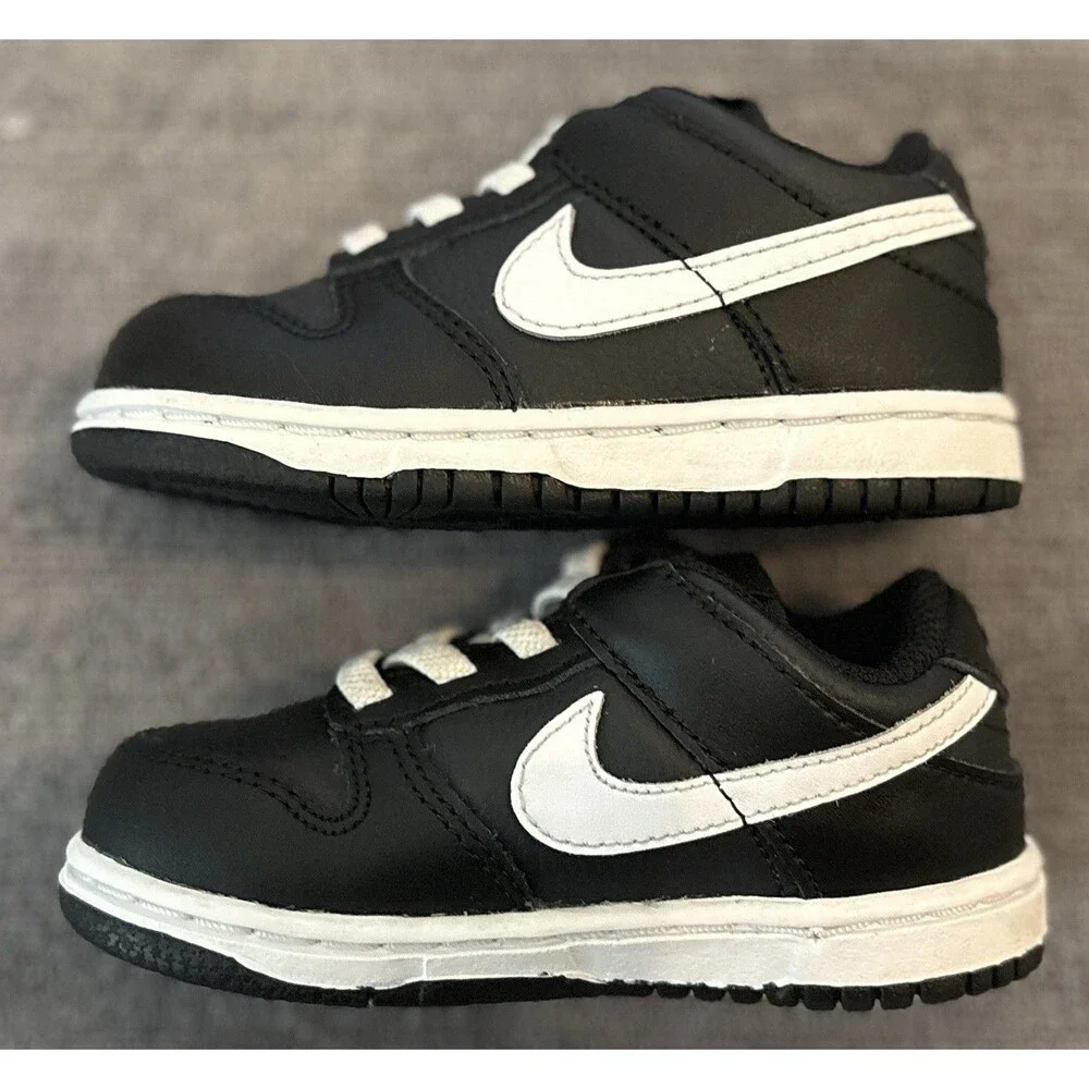 Nike Dunk Low Reverse Panda Black White TD Sneakers Toddler Size 7C DH9761-002